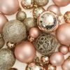 vidaXL 60 Piece Christmas Ball Set with Peak and 150 LEDs Rose Gold