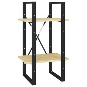 vidaXL Book Cabinet | Natural wood and black | Solid pine wood, metal | Compact