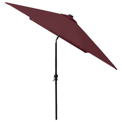 vidaXL Parasol with LEDs and Steel Pole Bordeaux Red 2x3 m