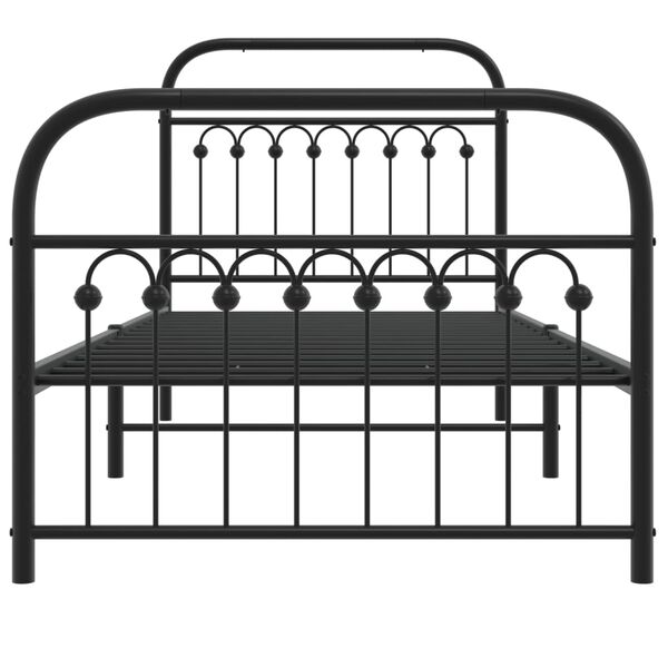 vidaXL Metal Bed Frame without Mattress with Footboard Black 90x190cm