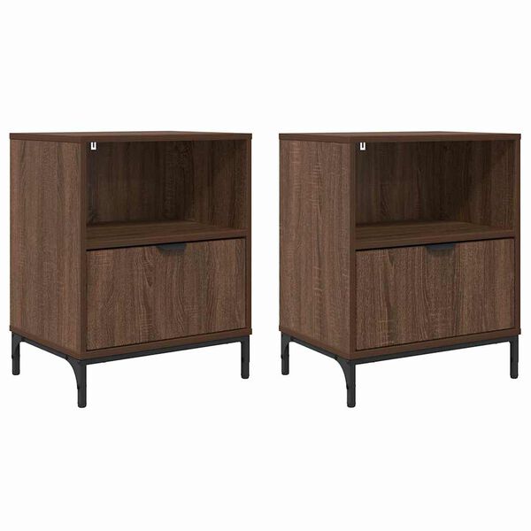 vidaXL Bedside Cabinet 2 pcs Brown oak 49 x 36 x 61 cm Engineered wood