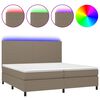 vidaXL Box Spring Bed with Mattress&LED Taupe 200x200 cm Fabric