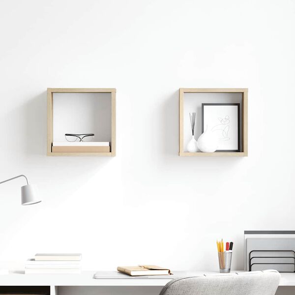 vidaXL Wall Cube Shelves 2 pcs Sonoma Oak 26x15x26 cm