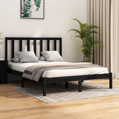 vidaXL Bed Frame Black Solid Wood Pine 160x200 cm