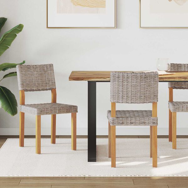 vidaXL Dining Chair 2 pcs Kubu Grey 46 x 55 x 84 cm Kubu Rattan