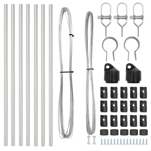 vidaXL Fence Post 7 pcs Silver Steel