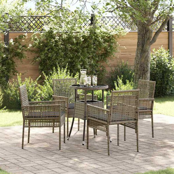 vidaXL Garden Dining Set 5 pcs Grey Poly rattan