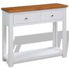 vidaXL Console Table | Brown and white | Solid oak, solid acacia, MDF | Compact
