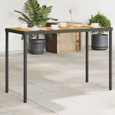 vidaXL Garden Table with Acacia Wood Top Black 115x54x74 cm Poly Rattan