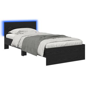 vidaXL Bed Frame with LED Black Oak 80 x 200 cm Engineered Wood