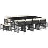 vidaXL 13 Piece Garden Dining Set with Cushions Black Poly Rattan
