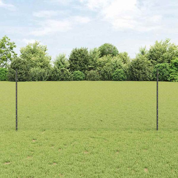 vidaXL Fence with Post Grey 1 x 50 m Steel and PVC