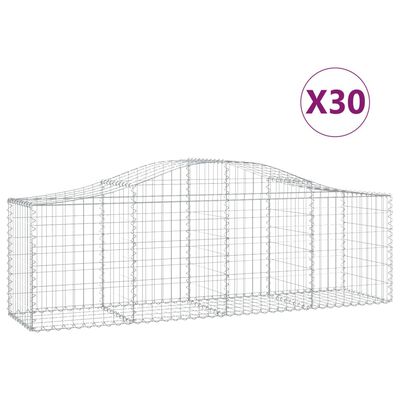 vidaXL Arched Gabion Baskets 30 pcs 200x50x60/80 cm Galvanised Iron