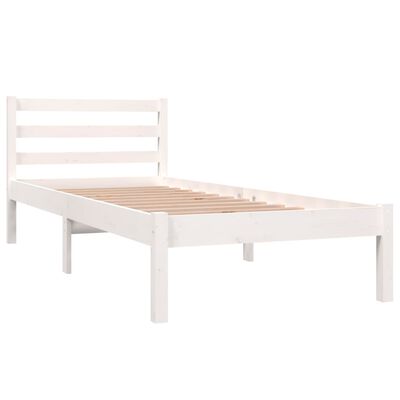 vidaXL Bed Frame Solid Wood Pine 75x190 cm Small Single White