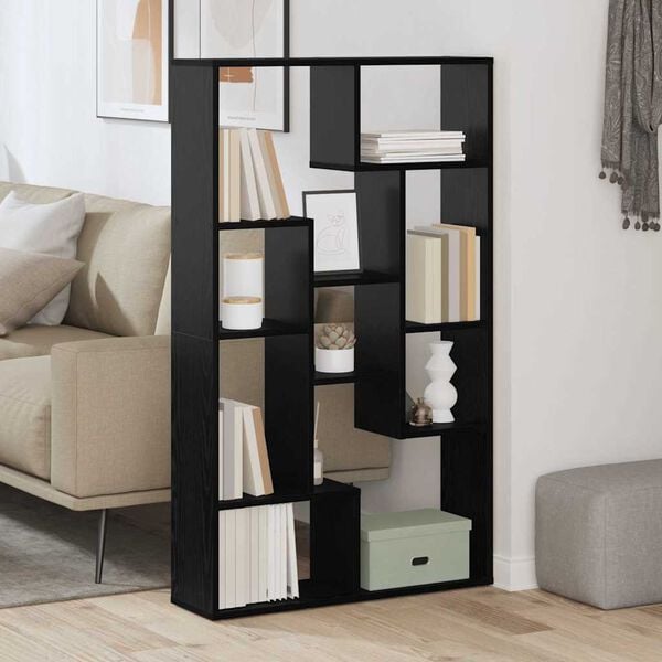 vidaXL Book Cabinet Black Oak 72 x 20 x 102.5 cm Engineered Wood