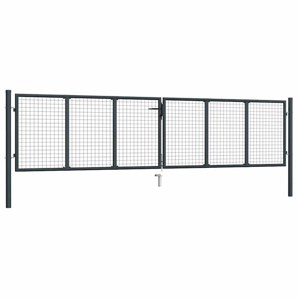 vidaXL Mesh Garden Gate Galvanised Steel 400x75 cm Grey