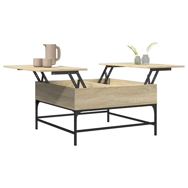 vidaXL Coffee Table Sonoma Oak 80x80x45 cm Engineered Wood and Metal