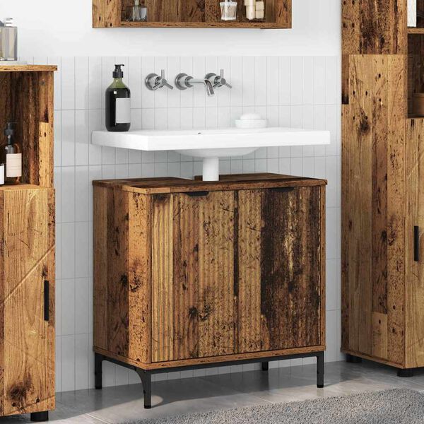 vidaXL Bathroom Sink Cabinet with Storage Old Wood 60.5 x 33.5 x 61 cm