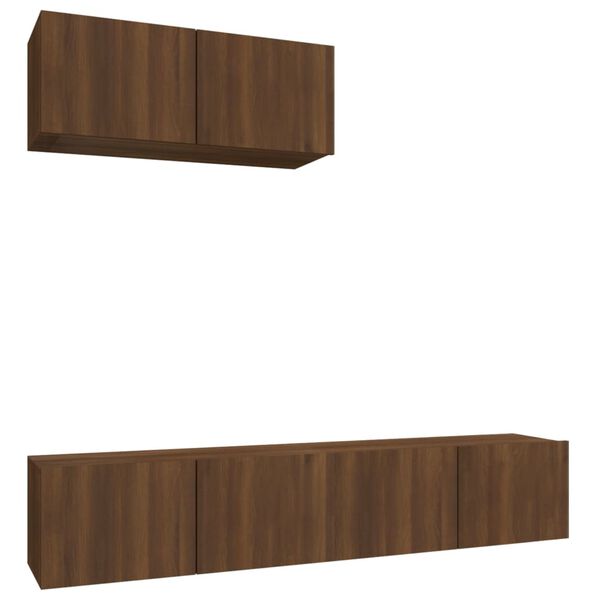 vidaXL 3 Piece TV Cabinet Set Brown Oak Engineered Wood