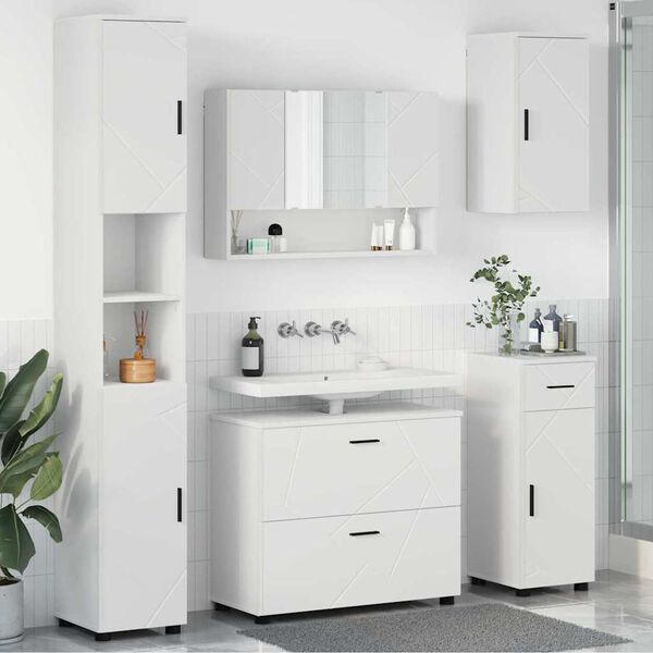 vidaXL Bathroom Furniture Set with Drawer 5 pcs White 30 x 35 x 192 cm