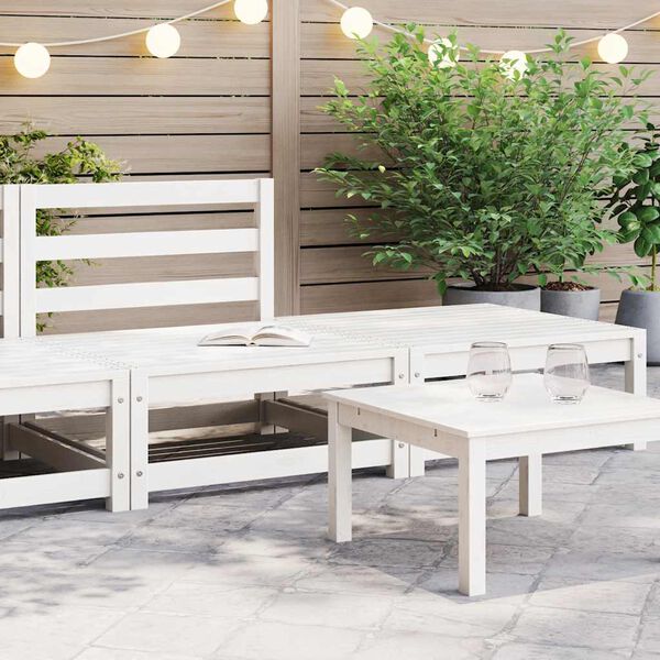 vidaXL 2 Piece Garden Lounge Set White Solid Pinewood