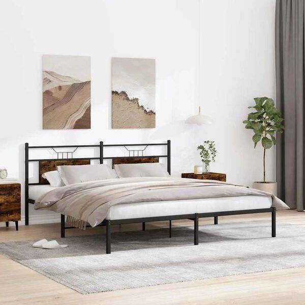 vidaXL Bed Frame without Mattress Smoked Oak 160x200 cm Engineered Wood