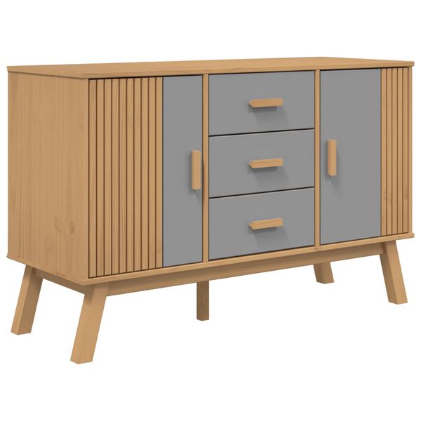 vidaXL Sideboard OLDEN Grey and Brown 114x43x73.5cm Solid Wood Pine