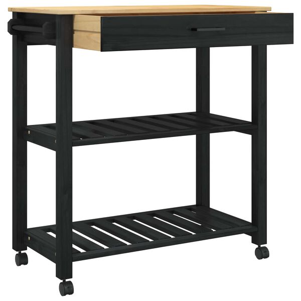 vidaXL Kitchen Trolley Plain Black 88.5 x 40 x 84 cm