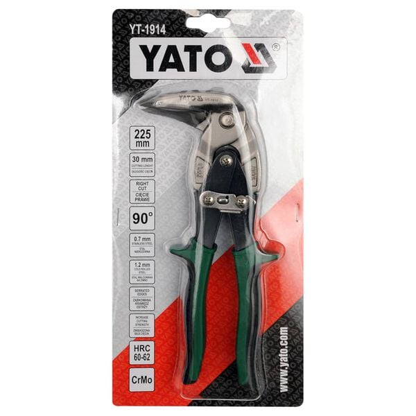 YATO Vertical Offset Snips Right 225 mm Green