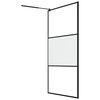 vidaXL Walk-in Shower Wall 115x195 cm Frosted ESG Glass Black