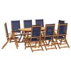 vidaXL 9 Piece Garden Dining Set Solid Wood Acacia and Textilene