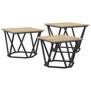 vidaXL Coffee Table 3 pcs Sonoma Oak Engineered Wood and Steel
