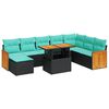 vidaXL 11 Piece Garden Sofa Set with Cushions Black Poly Rattan Acacia