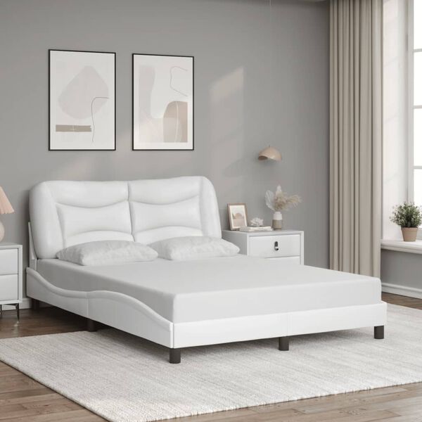 vidaXL Bed Frame with LED without Mattress "Hvar" White 120x200 cm