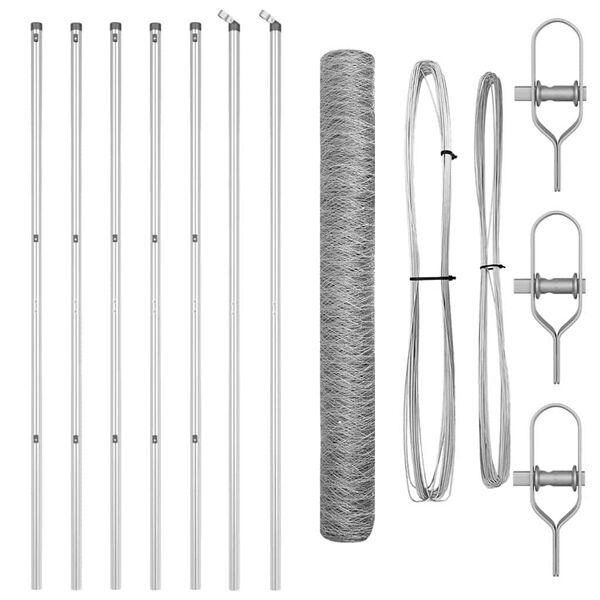 vidaXL Fence Post Silver 10 x 1 m (36 mm mesh) Steel