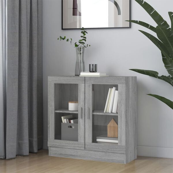 vidaXL Vitrine Cabinet Grey Sonoma 82.5x30.5x80 cm Engineered Wood
