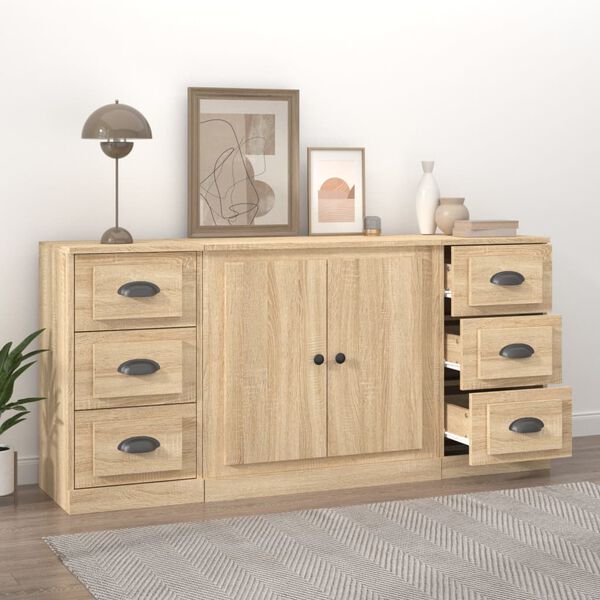 vidaXL Sideboards 3 pcs Sonoma Oak Engineered Wood