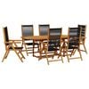 vidaXL 7 Piece Garden Dining Set Black Polypropylene and Solid Wood
