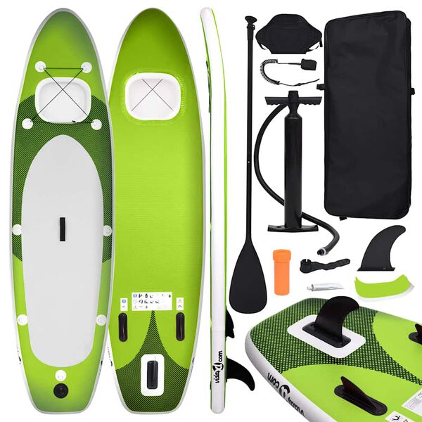vidaXL Inflatable Stand Up Paddle Board Set Green 360x81x10 cm