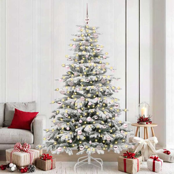 vidaXL Artificial Hinged Christmas Tree White 240 cm PE and PVC