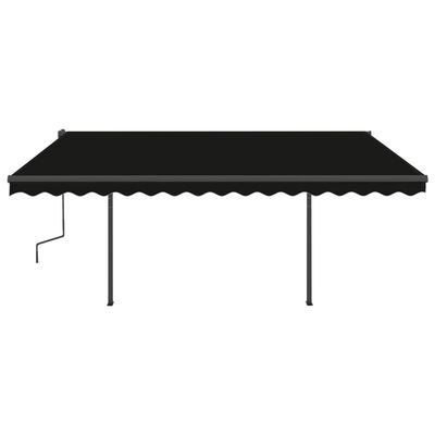 vidaXL Manual Retractable Awning with LED 4.5x3.5 m Anthracite