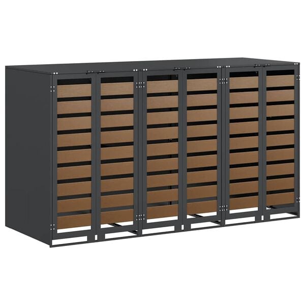 vidaXL Wheelie Bin Storage for 3 Bins Anthracite 204 x 77.5 x 115.5 cm