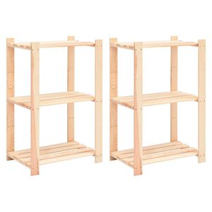 vidaXL 3-Tier Storage Racks 2 pcs 60x38x90 cm Solid Pinewood 150 kg