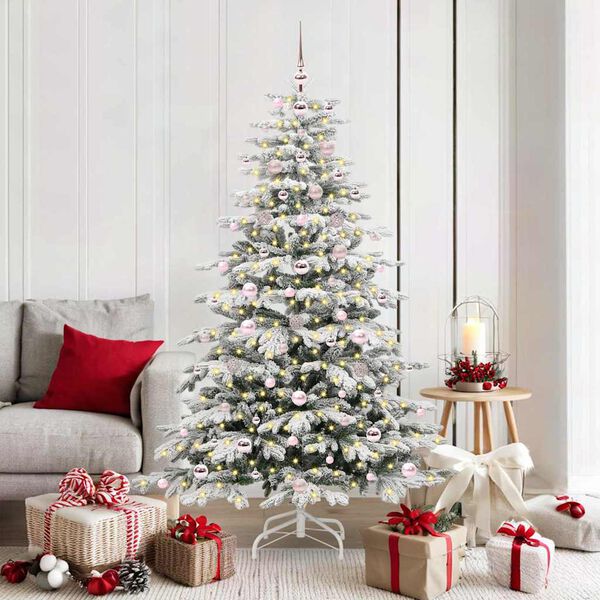 vidaXL Artificial Hinged Christmas Tree White 180 cm PE and PVC