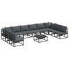vidaXL Garden Sofa Set with Cushion 11 pcs Black Aluminium
