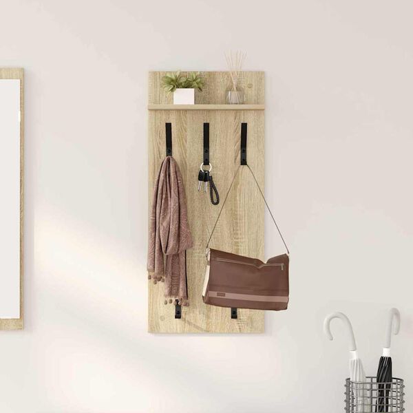 vidaXL Wall-Mounted Coat Rack with Shelf Sonoma oak 90 x 40 x 10 cm