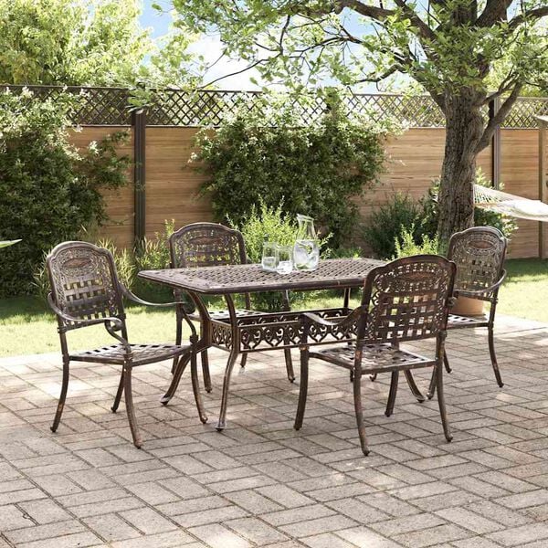 vidaXL Garden Dining Set 5 pcs Bronze Aluminium