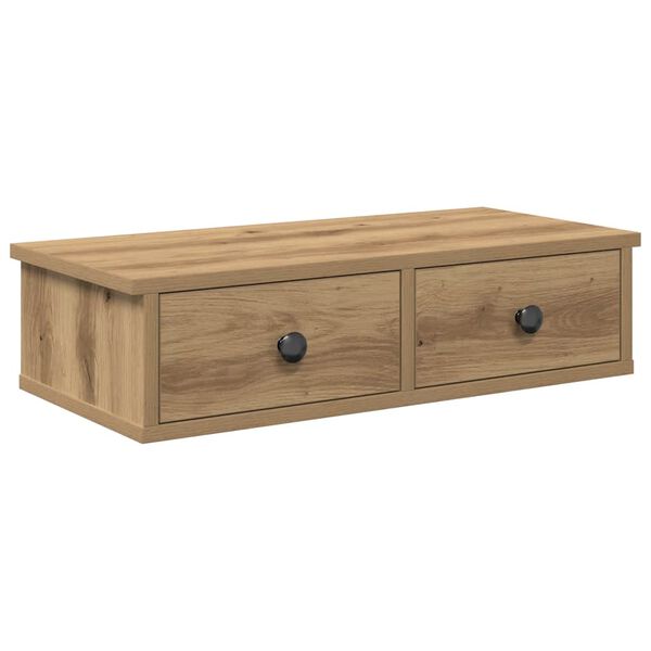 vidaXL Wall Shelf with Drawers Artisian Oak 60x28x15 cm Engineered Wood