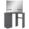 vidaXL Corner Dressing Table with LED Grey 111x54x141.5 cm