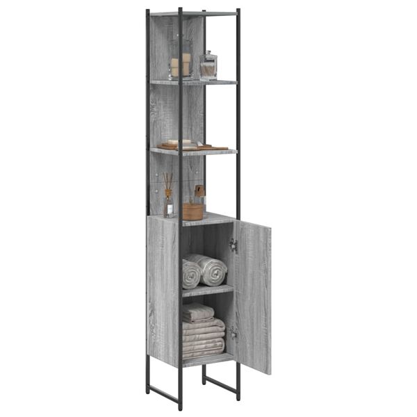 vidaXL Bathroom Cabinet Grey Sonoma 33x33x185.5 cm Engineered Wood